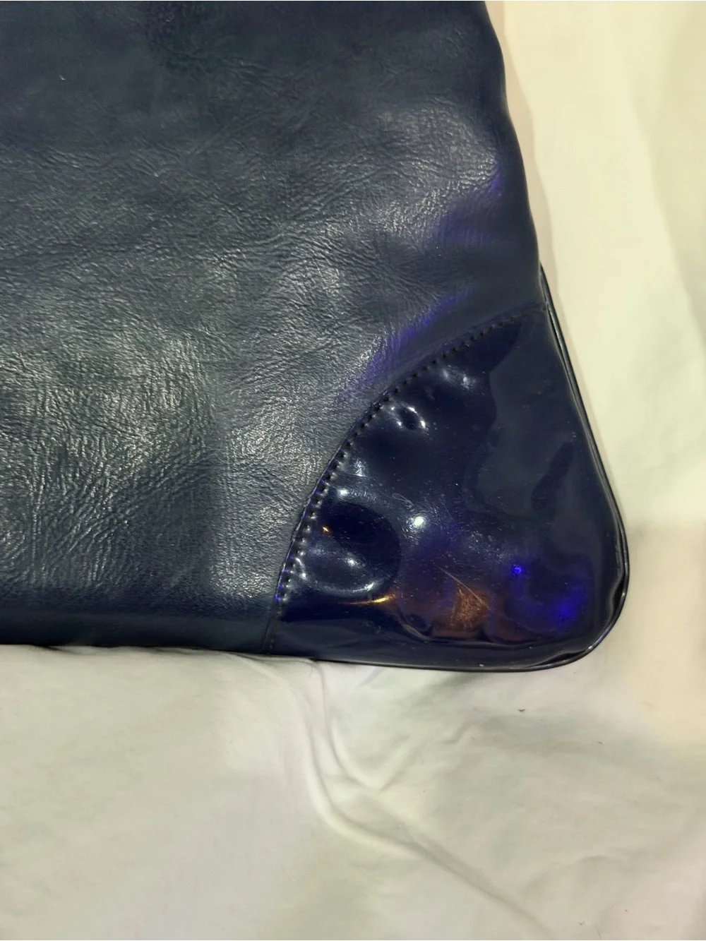 Navy Leather Frame Clutch with Gold Kiss-Lock